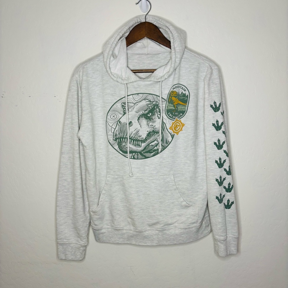 Jurassic World Universal Studios Hoodie Women’s‎ Size Small Light Gray Green
